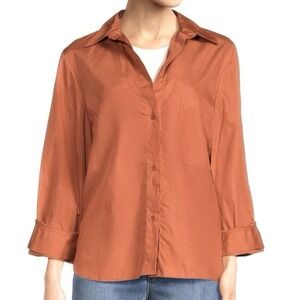 TWP Solid Cotton Shirt Womens Large Sienna Oversized Travel Quiet Luxury Preppy